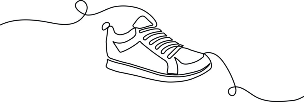Minimalist athletic footwear single line art design