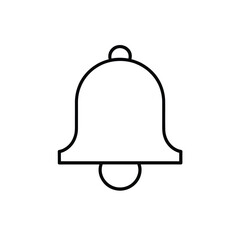 Simple outline icon of a notification bell on a white background