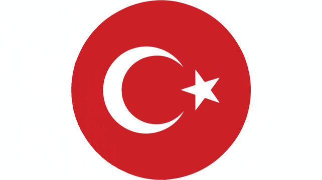 Emblematic Turkish flag design featuring a white crescent moon and star on a red circular background, symbolizing national pride and heritage