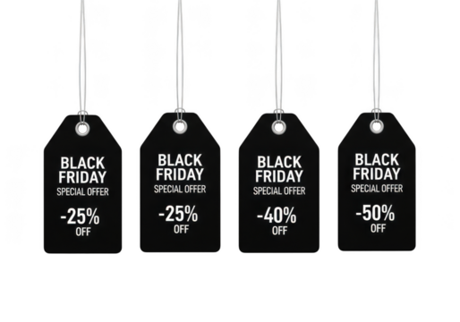 Sale friday discount tags promotion isolated on transparent background