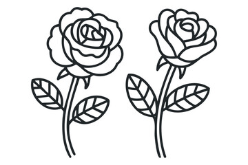 Two outline roses with leaves