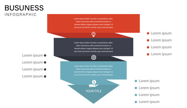 Modern Colorful Business Infographic Template with Funnel Diagram and Flat Design Elements for Presentation and Marketing Data Visualization - Powered by Adobe