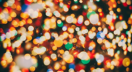 Vibrant Golden and Rainbow Bokeh Texture Background