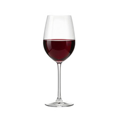 Elegant Clear Glass Goblet Filled With Deep Red Wine Isolated on a Transparent Background