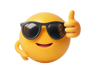 Yellow Emoticon Gives Thumbs Up With Dark Glasses Expressing Approval Acceptance And Positive Sentiment Funny Character Excellent Attitude
