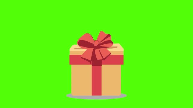 4K gift box vector illustration animation, beautiful gift box opening, loop video.