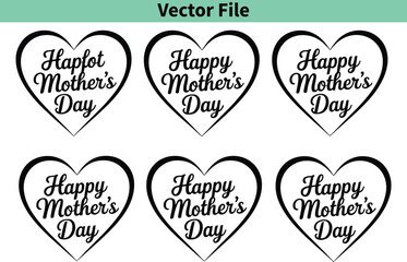 Happy Mother's Day Heart Shape Calligraphy Designs