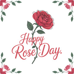 Happy Rose Day greeting with single rose and floral border