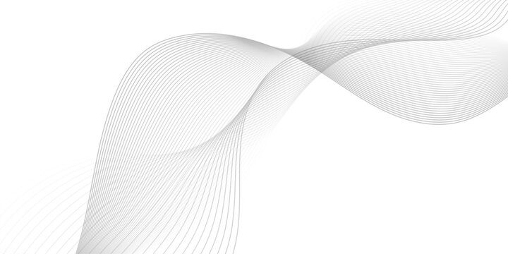 White wave curve lines banner background design. Abstract soft wave lines dynamic flowing gray light isolated background. Vector Illustration of the gray pattern of lines. Black stripes on white .