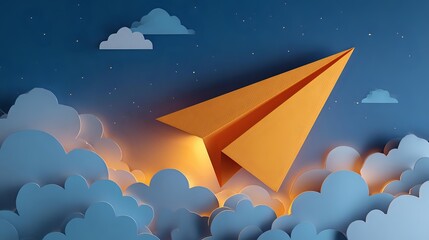 World Children Day celebration on 20 November with paper plane and clouds symbolizing childhood dreams imagination freedom hope and happiness for every child