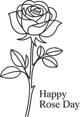 Happy Rose Day Line Art Illustration flower greeting
