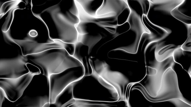 Abstract black and white fluid pattern for modern design projects, backgrounds, packaging, branding, textiles, and artistic concepts with flowing liquid forms.