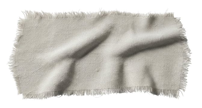 Close up of a textured fabric with frayed edges transparent background cutout png