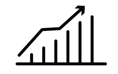Growing bar chart with arrow pointing upwards