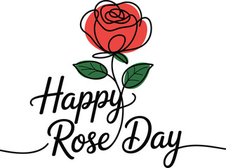 Happy Rose Day Single Rose and Calligraphy Design flower