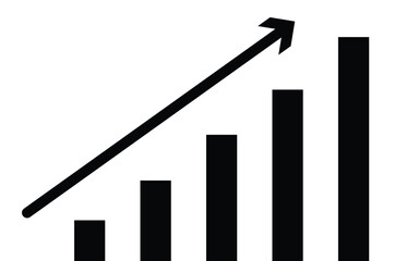 Rising bar graph with arrow pointing up