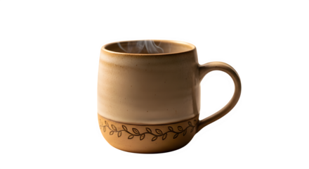 Ceramic mug with steam, , perfect for enjoying a hot beverage on a cozy day, adding a touch of warmth and comfort to your daily routine, enhancing the simple pleasures of life with a delightful cup