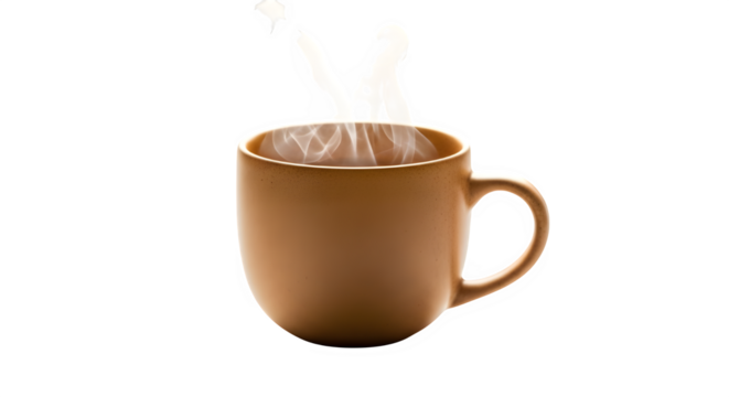 A steaming cup of coffee, perfect for a cozy morning or a relaxing break, showcasing the simple pleasure of a warm beverage in a minimalist setting