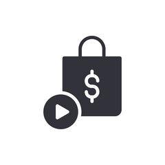 Shopping Bag With Play Button Online Retail Concept