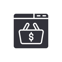 Online Shopping Symbol Dollar Basket On Website Interface