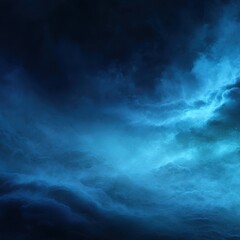 Fototapeta premium Abstract blue nebula cloudscape background with dreamy ethereal light and cosmic dust in a dark space environment