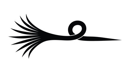 Abstract black bird illustration with a stylized curved neck and feather detail