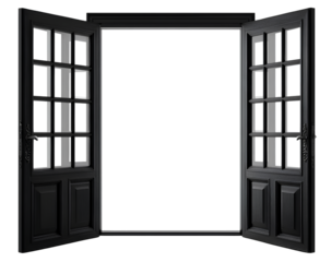 Open black classic doors wooden design interior entrance modern home architecture building passage frame doorway furniture access