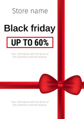 Promo sale flyer  for Black friday. Shopping, Store, Gifts, Supermarket, Order online, Sale concept. A4 vector illustration for poster, banner, flyer, advertising, promo etc