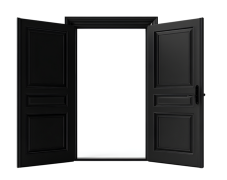 Open black classic wooden door design interior entrance modern home architecture building passage frame doorway furniture access