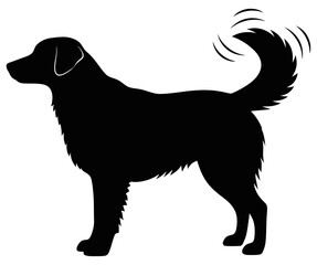 Happy Dog Silhouette Waving Tail Vector Icon for Pet Care and Loyalty Concepts