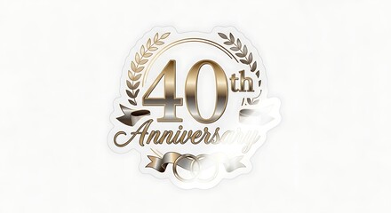 A golden and silver emblem, celebrating a significant anniversary. It features a number within a laurel wreath, with flowing ribbon and rings