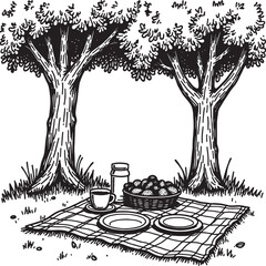Picnic Blanket and Food Sketch