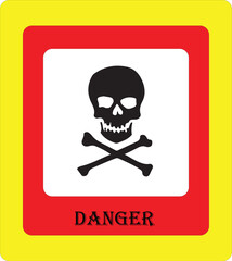 Danger skull and crossbones warning sign