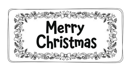 A decorative sketch displaying the text merry christmas in bold lettering