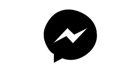 Black and white messenger icon simple flat vector design element isolated on white background