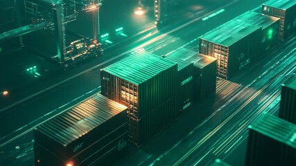 Automated shipping containers optimizing futuristic global logistics network - Powered by Adobe