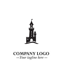 Tower Logo Symbol in Black on the White Background with Simple Modern Architecture Design