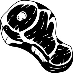 Solid line icon of a raw beef steak, perfect for food or butcher themed design projects.