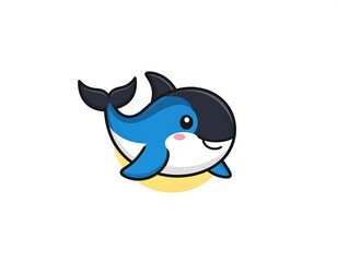 Naklejka premium Cute Cartoon Whale Illustration.