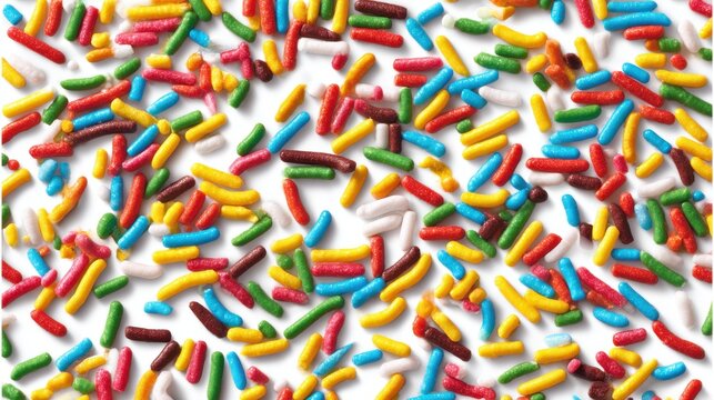 Colorful Sprinkles on White Background Overhead Shot Food Photography Sweet Treat Decoration Party Celebration