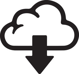 Simple black cloud icon with a download arrow pointing down