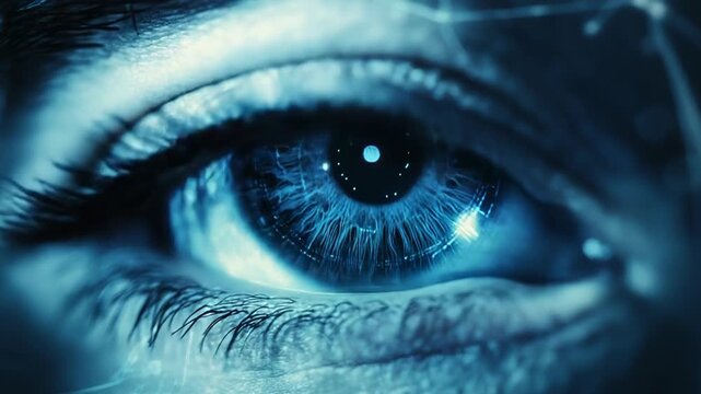 Futuristic eye seeing digital data and global network connections - Powered by Adobe