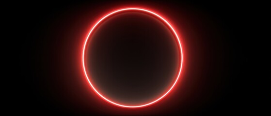 Red Neon Circle Glows on Black Backdrop Abstract Illustration Design Element Graphic Resource