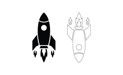 Rocket launch icon black silhouette outline