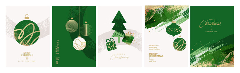 Obraz na płótnie Canvas Christmas and New Year cards. Vector illustrations for holiday greeting card, poster, website and social media banner, marketing material.