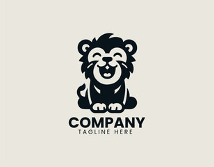 Cute Roaring Baby Lion Logo