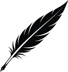 Obraz premium Elegant black silhouette of a classic feather quill pen, symbolizing writing, literature, history, and creative expression.
