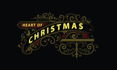 HEART OF CHRISTMAS lettering custom style design