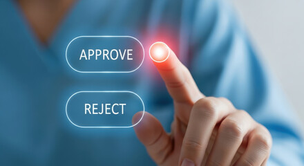 Hand Approving Decision on Digital Interface.