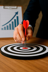 Fototapeta premium A dart hitting a target for the concept of business goals and success.